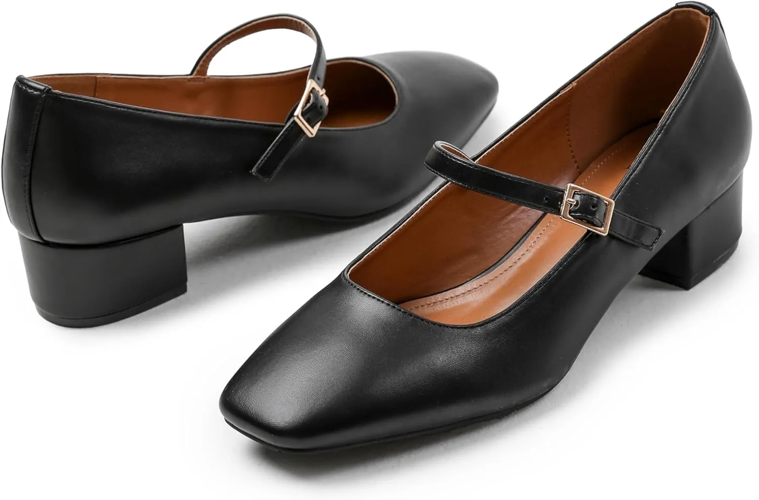 Womens Low Mid Block Heel Ankle Strap Smart Work Office Comfort Court Shoes Wide Fit Closed Toe Comfy Party Casual Travel Shoes