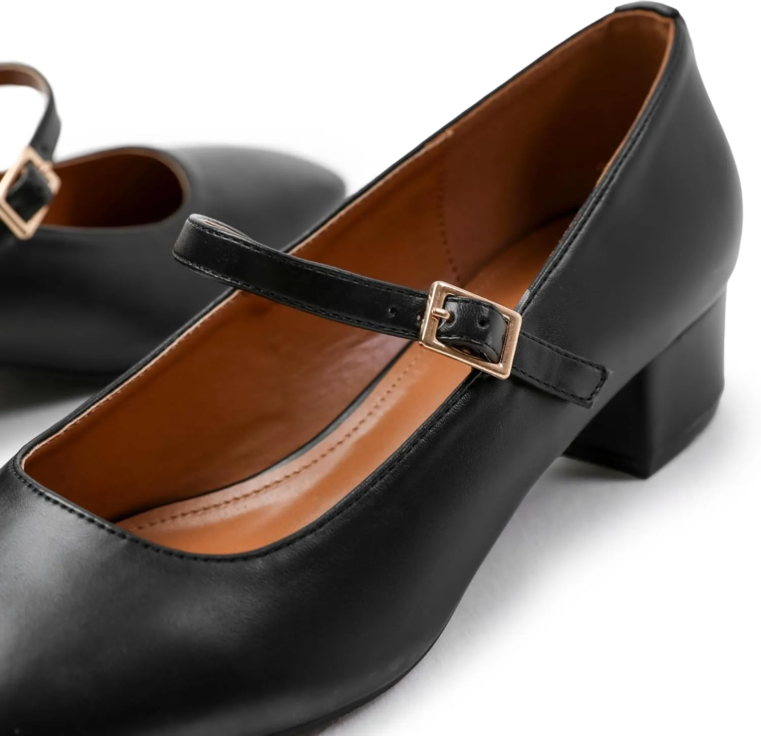 Womens Low Mid Block Heel Ankle Strap Smart Work Office Comfort Court Shoes Wide Fit Closed Toe Comfy Party Casual Travel Shoes