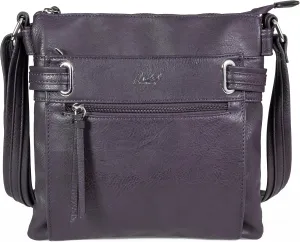 Women’s Multiple Pckets - Cross Body Handbag – Long Adjustable Shoulder Strap - (Deep Purple)
