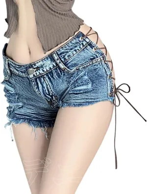 Women's Perforated hot Cosplay Seductive Denim Casual Versatile Shorts