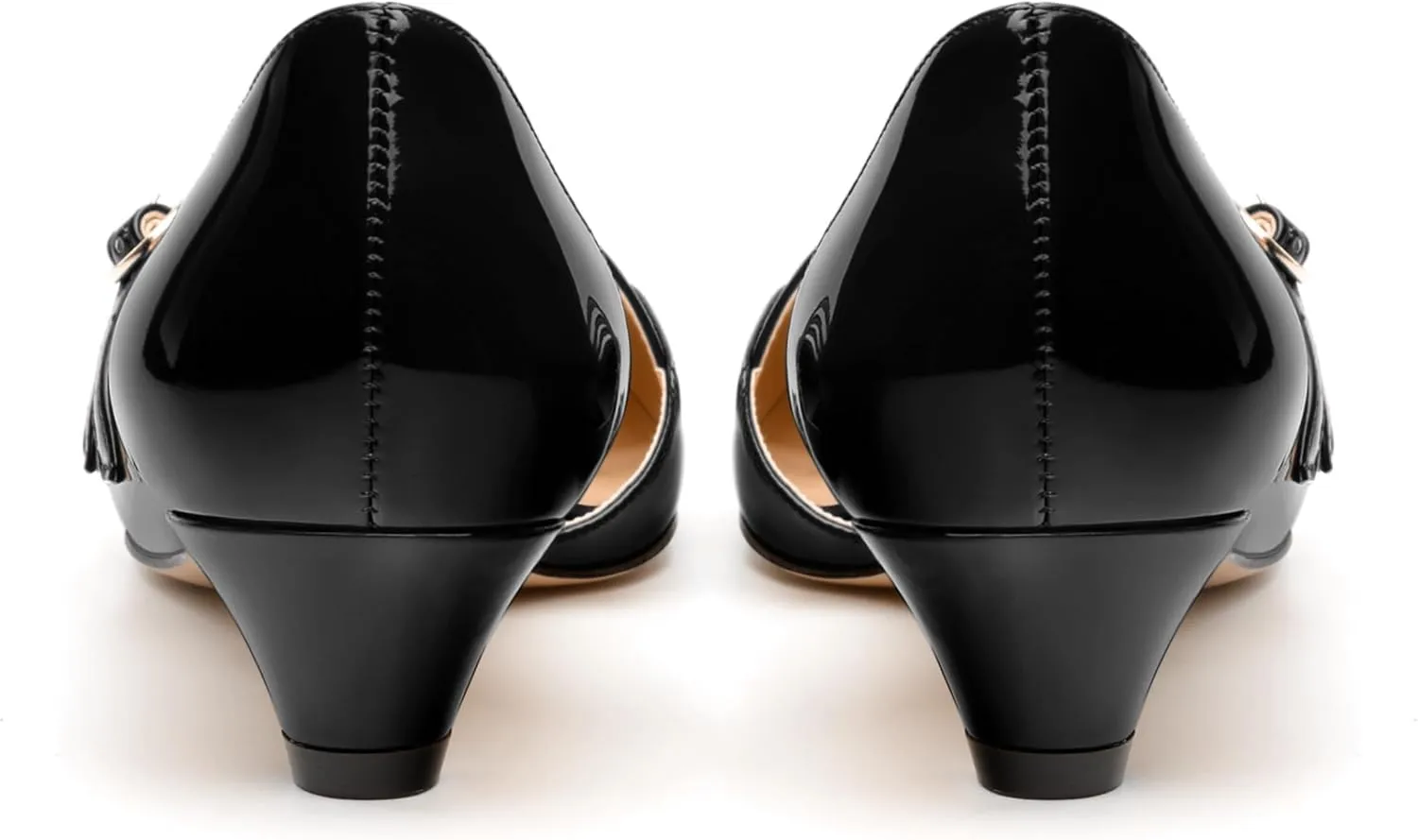 Women's Pumps with Square Toe, 1.3-inch Low Heels, Slip-On Design, Solid Faux Patent Leather, Elegant Dress Shoes for Office, Party, and Dating