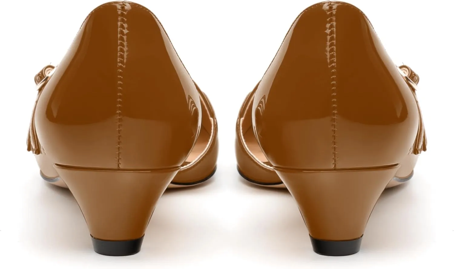 Women's Pumps with Square Toe, 1.3-inch Low Heels, Slip-On Design, Solid Faux Patent Leather, Elegant Dress Shoes for Office, Party, and Dating
