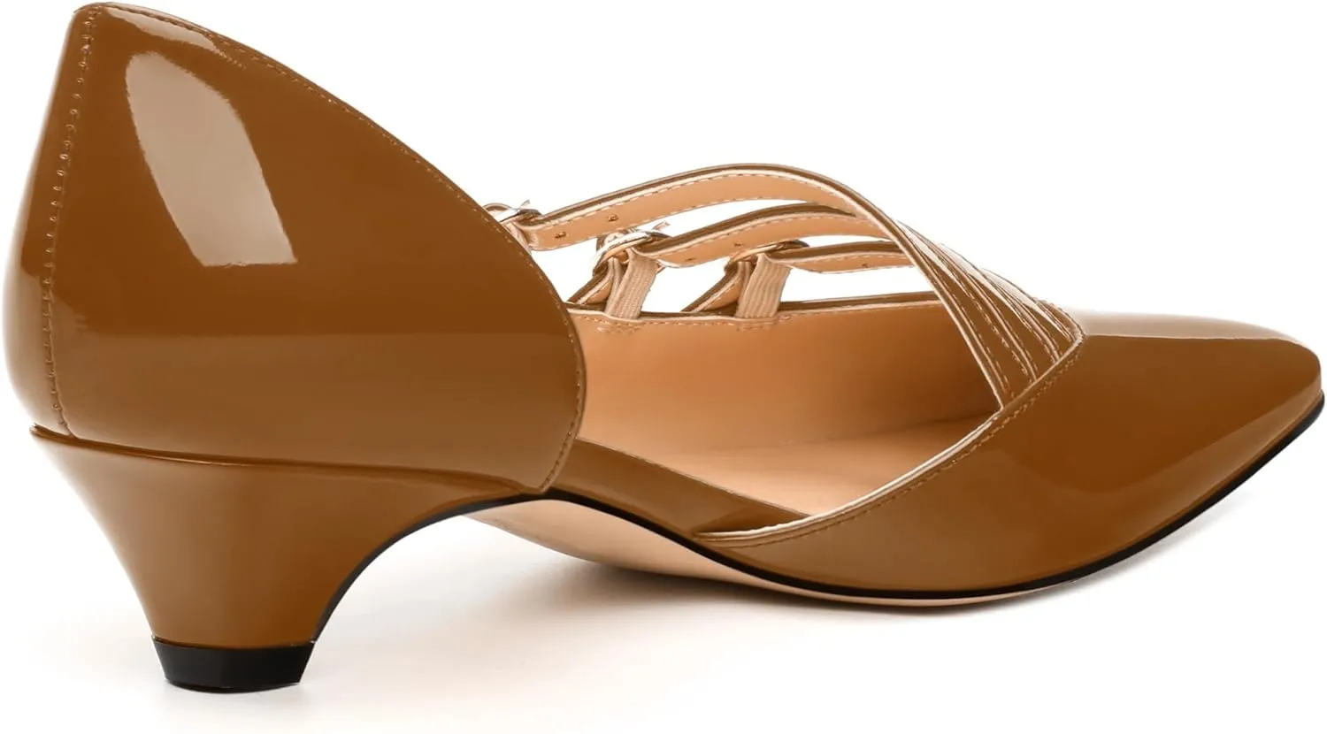 Women's Pumps with Square Toe, 1.3-inch Low Heels, Slip-On Design, Solid Faux Patent Leather, Elegant Dress Shoes for Office, Party, and Dating