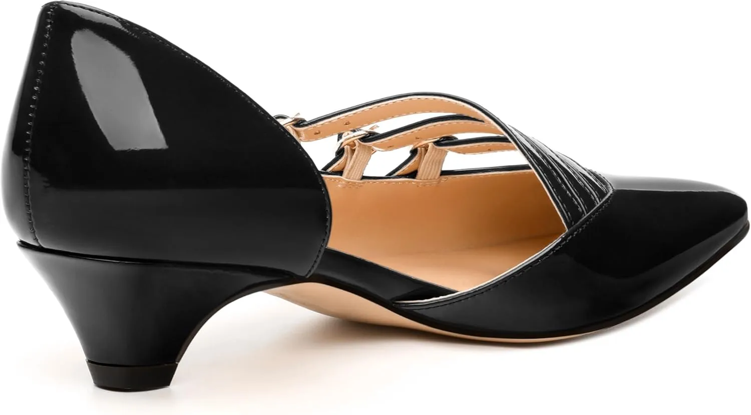 Women's Pumps with Square Toe, 1.3-inch Low Heels, Slip-On Design, Solid Faux Patent Leather, Elegant Dress Shoes for Office, Party, and Dating