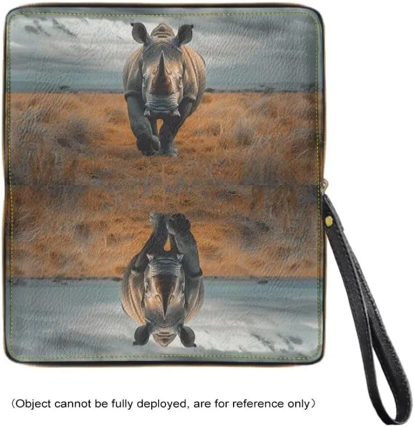 Womens Rhinoceros Walllet Bifold Multi Card Case Wallet Wristlet with Zipper Pocket