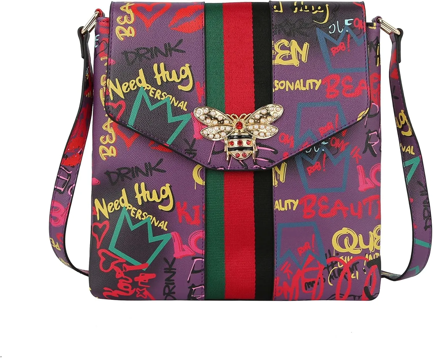 Womens Satchel Purse and Handbags Crossbody Messenger Shoulder PU Leather Trendy Fashion Bag Fashion Bee