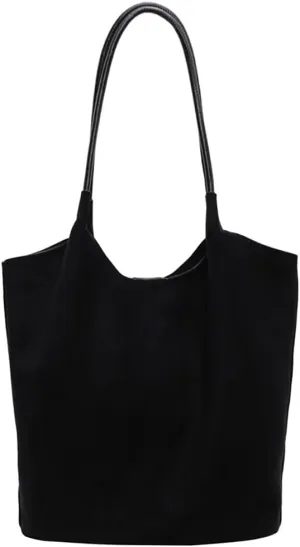 Womens Soft Suede Tote Bag Faux Leather Handbag Large Vintage Top Handle Bag Bucket Shoulder Satchel 2pcs Purse