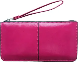 Women's Solid Color PU Leather Wristlet Clutches Purse Wallet Credit ID Cards Holder