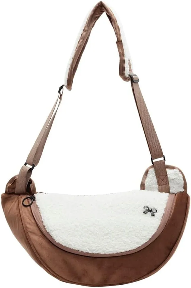 Womens Stylish Plush Dumpling Purse Large Crossbody Shoulder Bag Adjustable Strap Cute Furry Tote Handbags