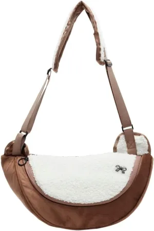 Womens Stylish Plush Dumpling Purse Large Crossbody Shoulder Bag Adjustable Strap Cute Furry Tote Handbags