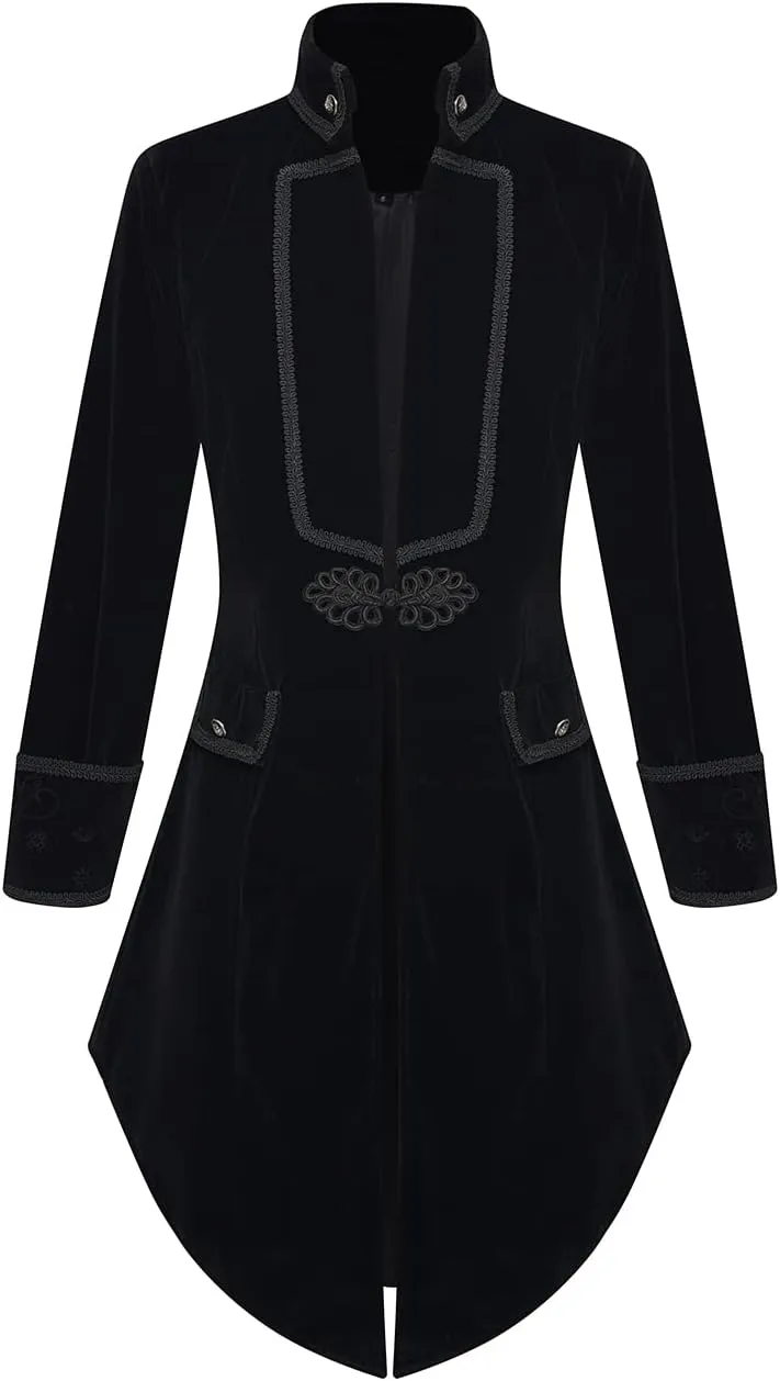 Women's Victorian Gothic Vintage Tailcoat Pirate Jacket Steampunk Long Coat