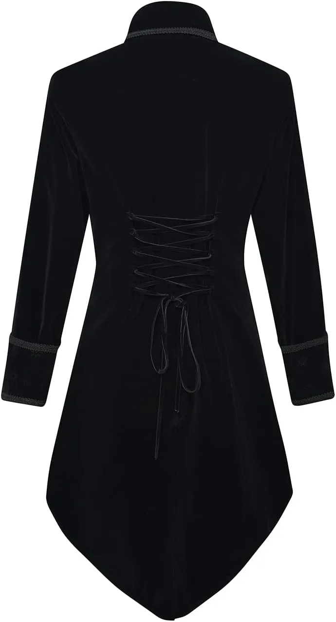 Women's Victorian Gothic Vintage Tailcoat Pirate Jacket Steampunk Long Coat