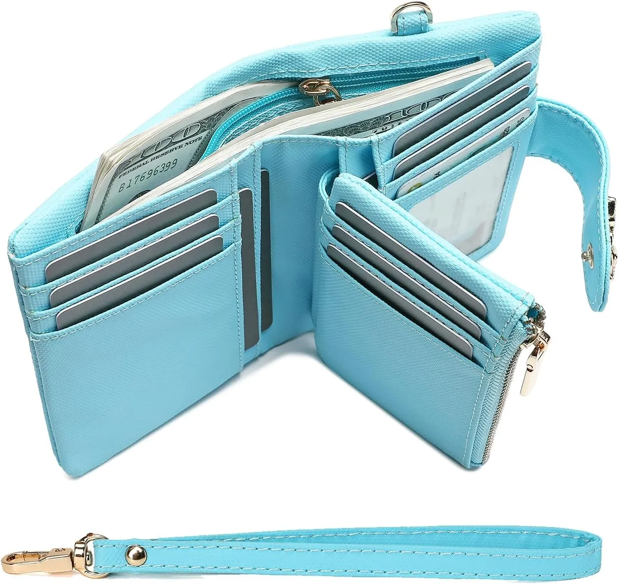 Womens Wallet Deer Girls Small Bifold Wristlet Wallet With Coin Pocket ID Window Card Holder