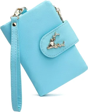 Womens Wallet Deer Girls Small Bifold Wristlet Wallet With Coin Pocket ID Window Card Holder