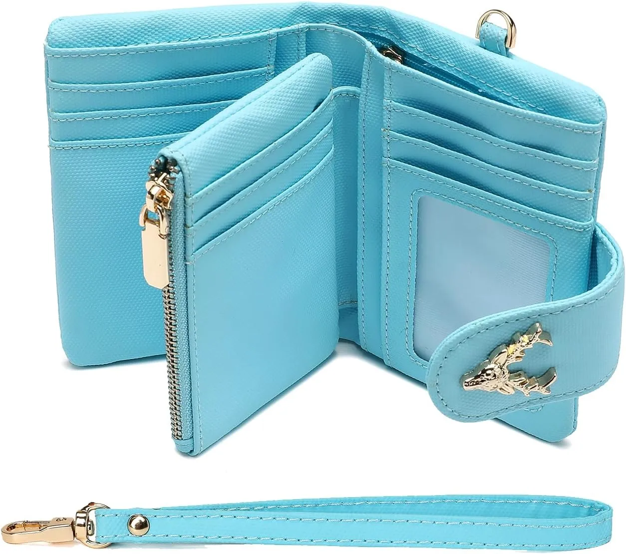 Womens Wallet Deer Girls Small Bifold Wristlet Wallet With Coin Pocket ID Window Card Holder
