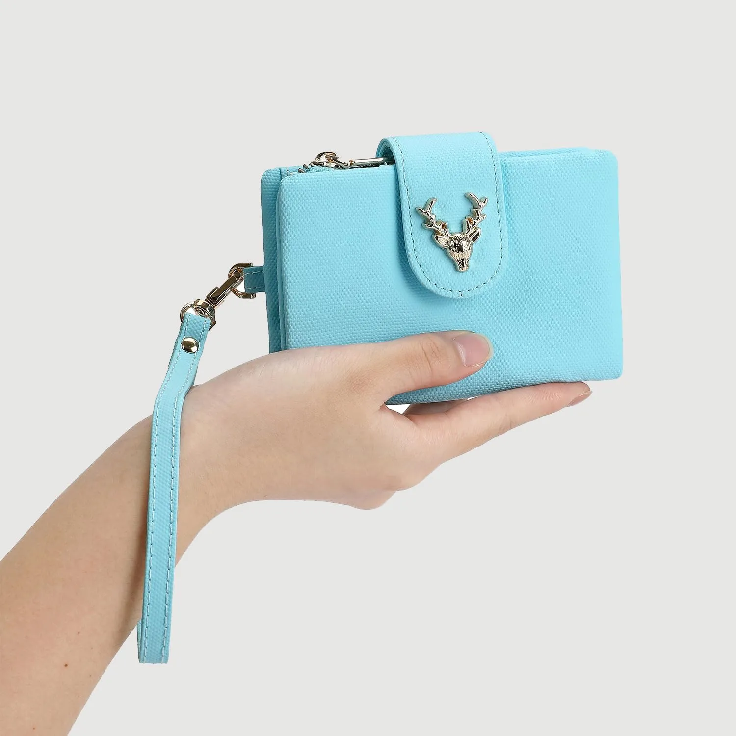 Womens Wallet Deer Girls Small Bifold Wristlet Wallet With Coin Pocket ID Window Card Holder