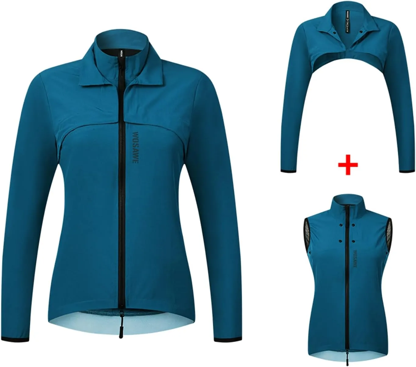 WOSAWE 2 in 1 Cycling Jacket Men Convertible Biking Vest Lightweight Reflective Windbreaker