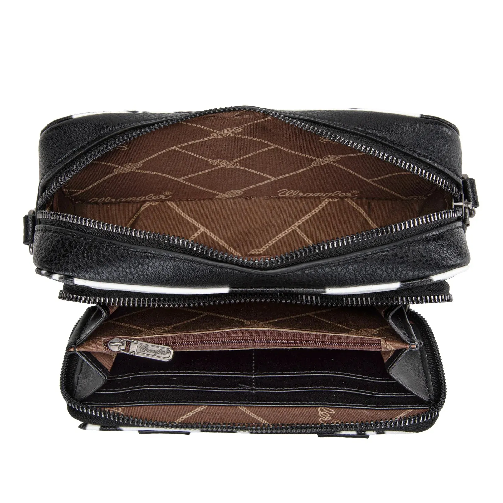 Wrangler Cowprint Crossbody With Wallet Compartment