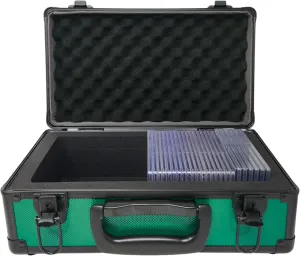 X-40 Compact Metal Slab Case | PSA BGS CGC | Durable Aluminum Briefcase for Graded Sports & Trading Cards | PSA Card Case & Graded Slab Storage Case Box (Green)