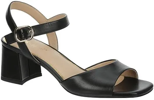 XAPPEAL Hera - Women's Faux Leather Open Square Toe Low Block Heel Dress Sandals