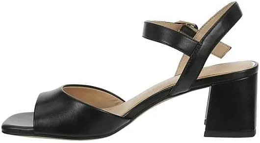 XAPPEAL Hera - Women's Faux Leather Open Square Toe Low Block Heel Dress Sandals