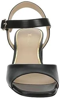 XAPPEAL Hera - Women's Faux Leather Open Square Toe Low Block Heel Dress Sandals