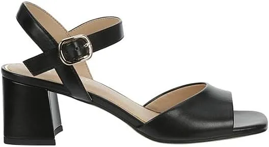 XAPPEAL Hera - Women's Faux Leather Open Square Toe Low Block Heel Dress Sandals