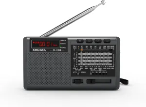 XHDATA D368 Shortwave AM FM 12 Band DSP Stereo Portable Radio MP3 Player Wireless BT Speaker with Rechargeable Battery Multimedia Speaker Support Micro SD Card USB Flash Drives (Black)