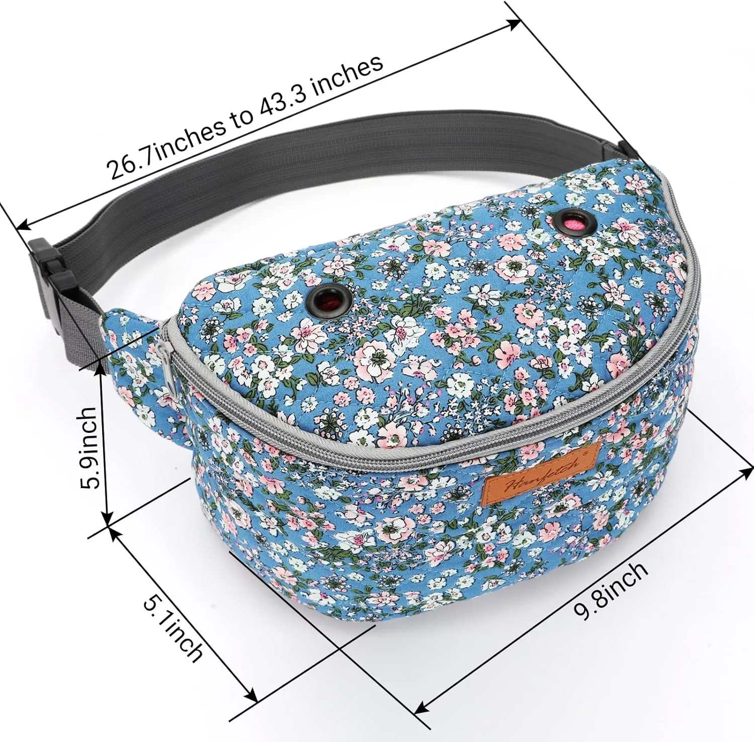 Yarn Crossbody Waist bag Small Yarn Storage Organizer for Yarn Skeins-Organizer for Crochet Hooks and Other Accessories (Flower-Blue)