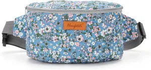 Yarn Crossbody Waist bag Small Yarn Storage Organizer for Yarn Skeins-Organizer for Crochet Hooks and Other Accessories (Flower-Blue)