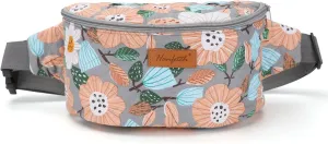 Yarn Crossbody Waist bag Small Yarn Storage Organizer for Yarn Skeins-Organizer for Crochet Hooks and Other Accessories (Flower-Grey)