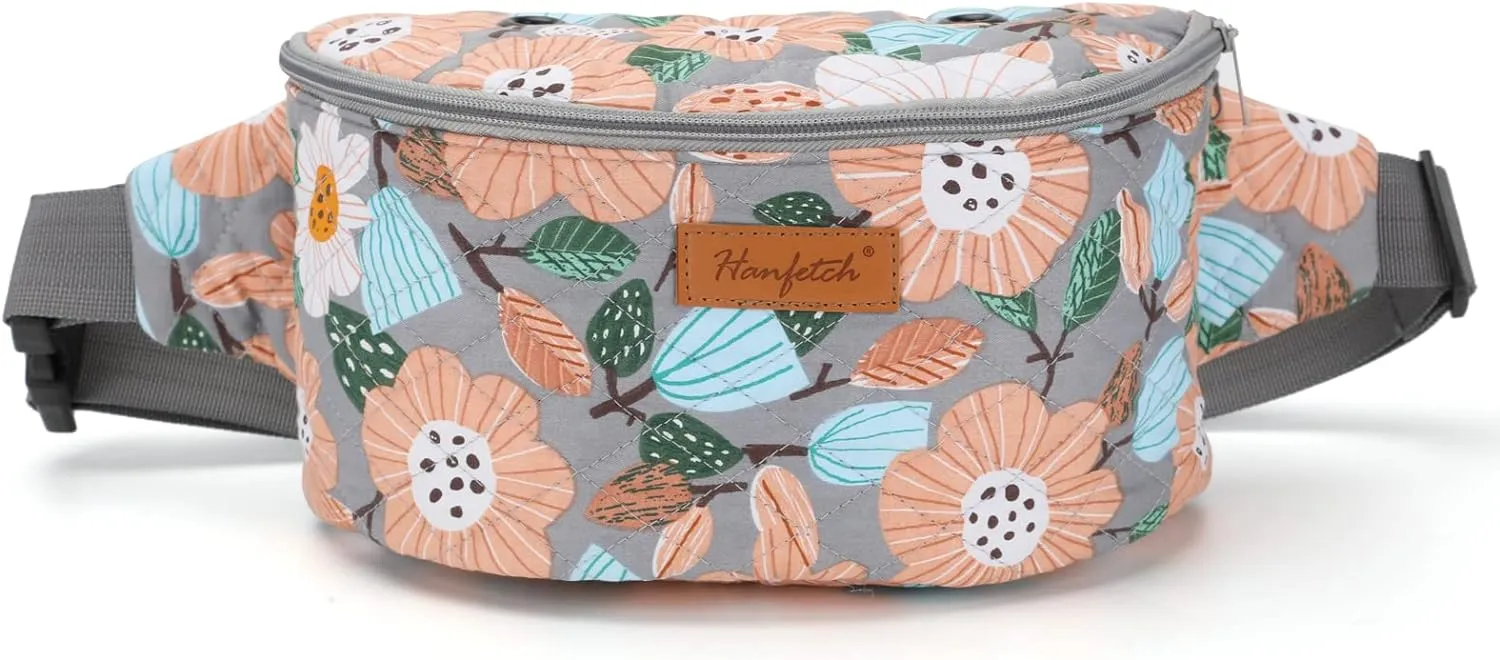Yarn Crossbody Waist bag Small Yarn Storage Organizer for Yarn Skeins-Organizer for Crochet Hooks and Other Accessories (Flower-Grey)