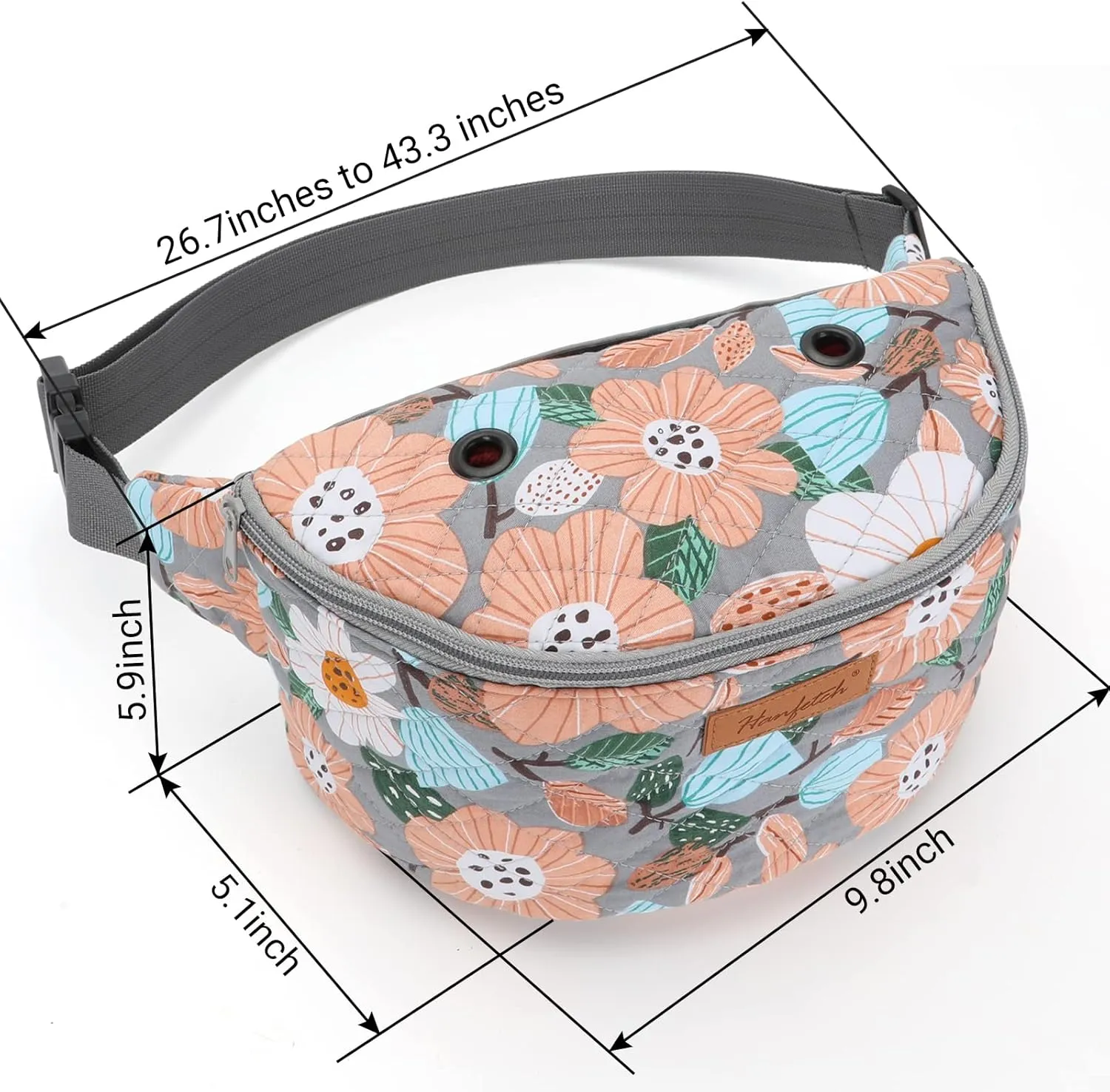 Yarn Crossbody Waist bag Small Yarn Storage Organizer for Yarn Skeins-Organizer for Crochet Hooks and Other Accessories (Flower-Grey)
