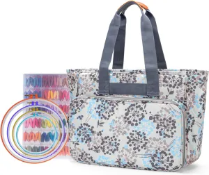 Yarwo Embroidery Project Bag, Cross Stitch Supplies Storage Organizer with Multiple Pockets for Embroidery Hoops (Up to 11.2"), Floss or Other Craft Sewing Knitting Accessories, Dandelion (Bag Only)