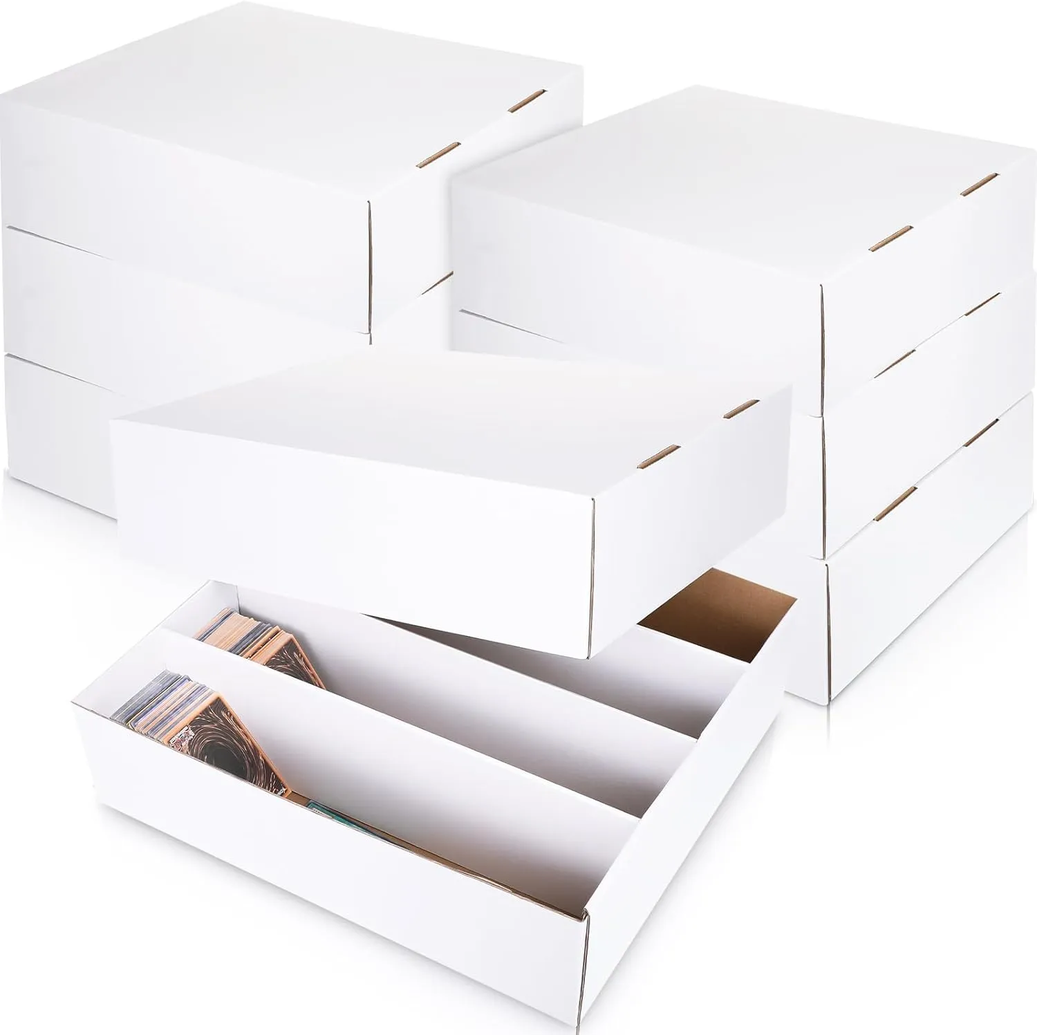 Yexiya 30 Pcs 3200 Count Sports Card Storage Boxes White Trading Card Box Collectible Trading for Soccer Baseball Game