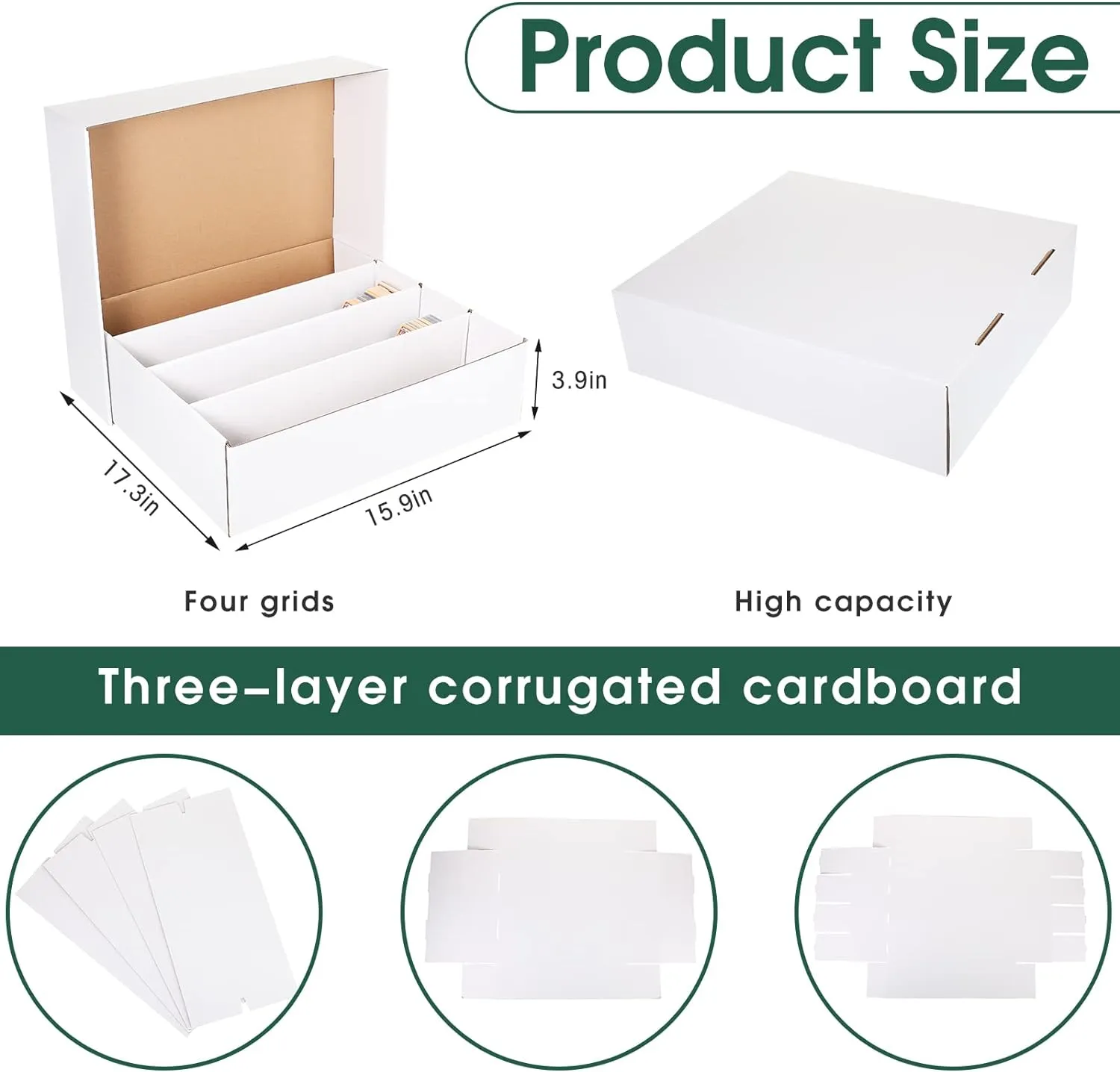 Yexiya 30 Pcs 3200 Count Sports Card Storage Boxes White Trading Card Box Collectible Trading for Soccer Baseball Game