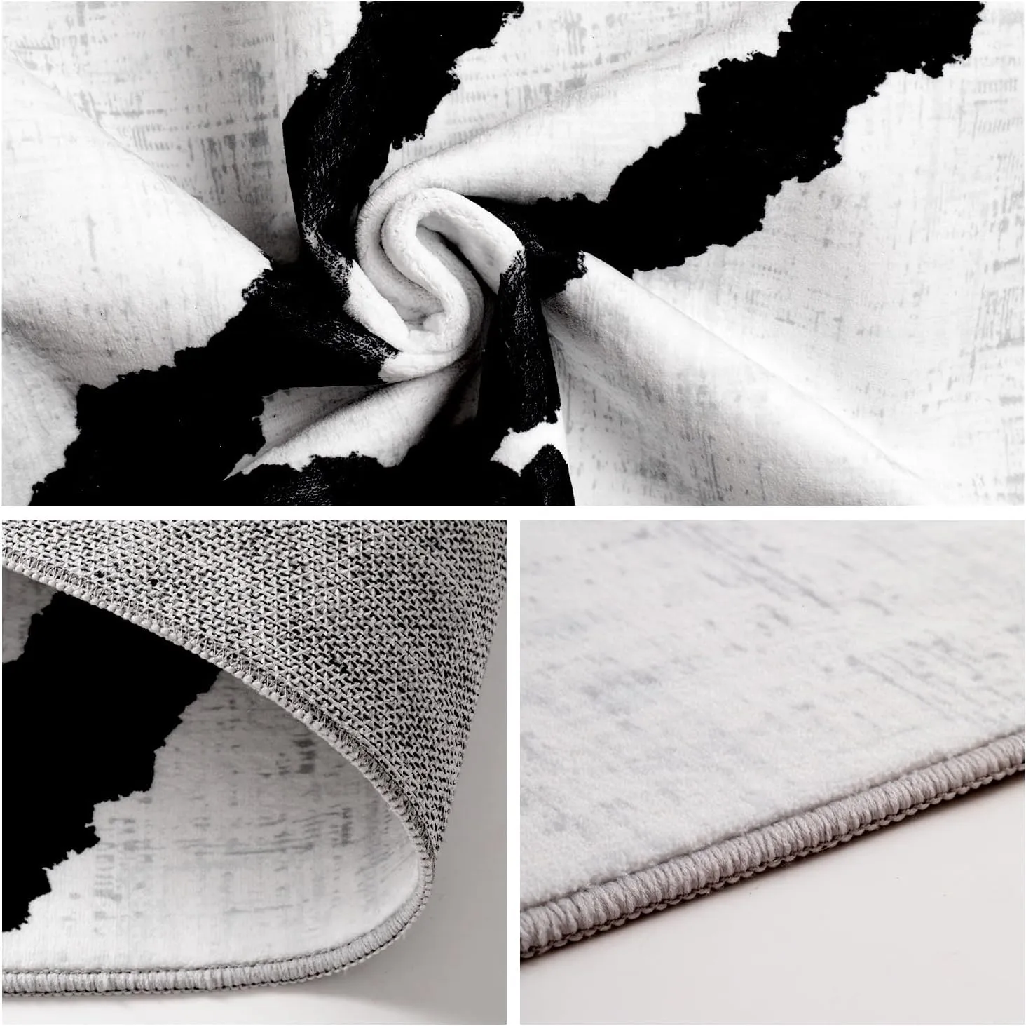 YIHOUSE Modern Area Rugs for Living Room, 8x10 Washable Black and White Rug, Thin Abstract Geometric Striped Rug, Area Rug for Bedroom,Kitchen,Dining Room,Office