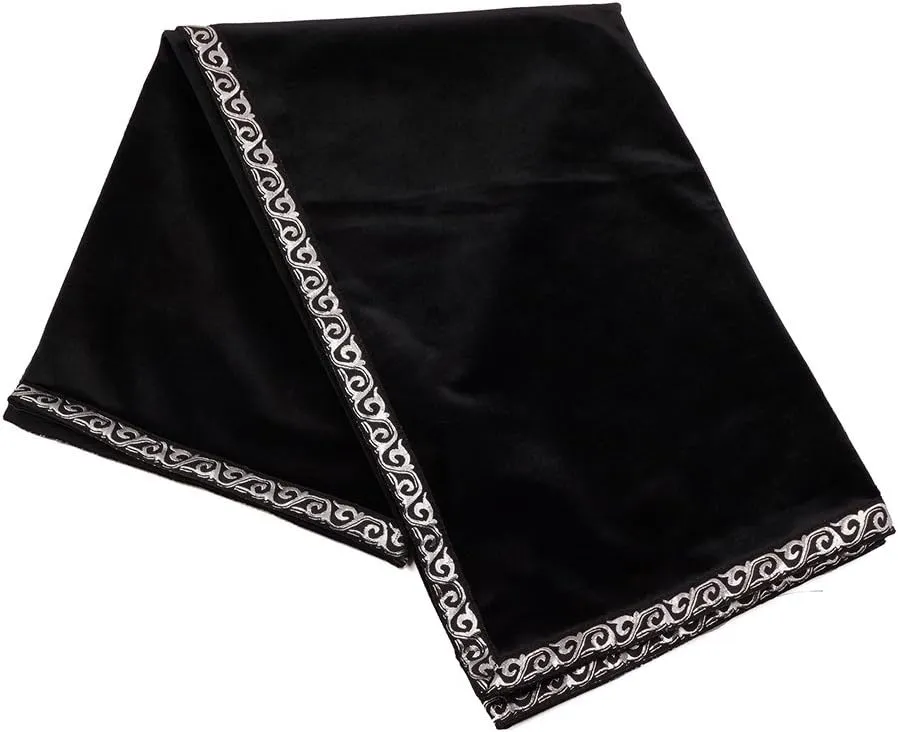 YM YOUMU Velvet Altar Cloth with Tarot Card Bag Gothic Embroidered Tarot Tablecloth Tapestry for Divination Wicca Astrology (Black)