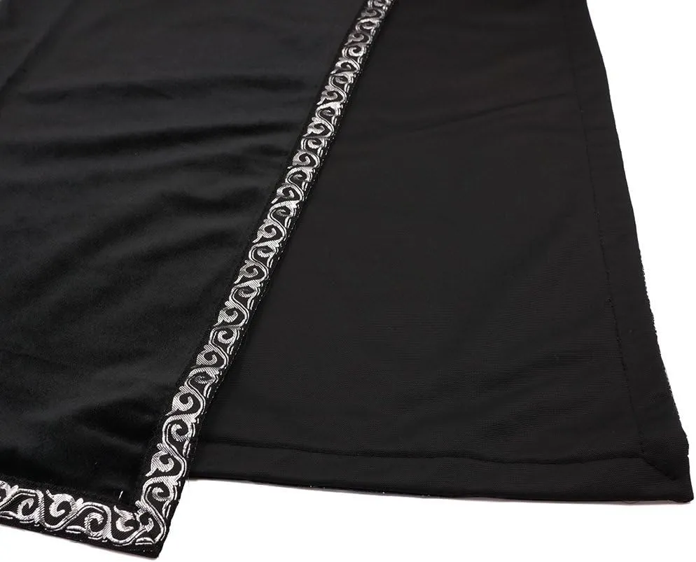 YM YOUMU Velvet Altar Cloth with Tarot Card Bag Gothic Embroidered Tarot Tablecloth Tapestry for Divination Wicca Astrology (Black)