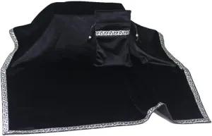 YM YOUMU Velvet Altar Cloth with Tarot Card Bag Gothic Embroidered Tarot Tablecloth Tapestry for Divination Wicca Astrology (Black)