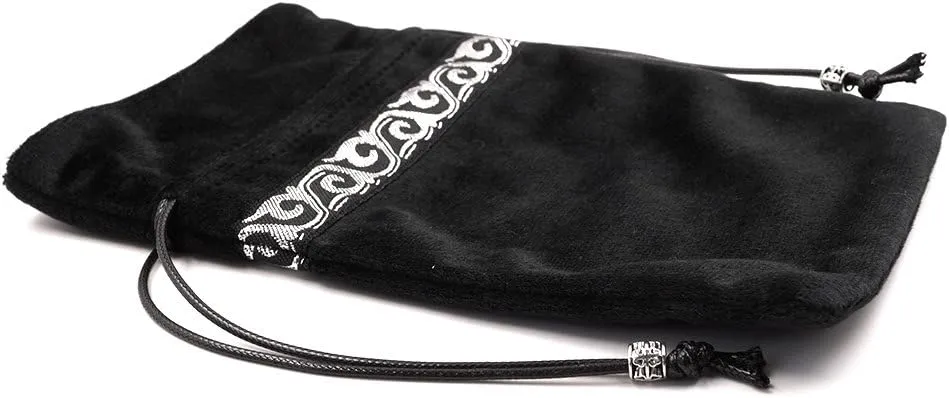 YM YOUMU Velvet Altar Cloth with Tarot Card Bag Gothic Embroidered Tarot Tablecloth Tapestry for Divination Wicca Astrology (Black)