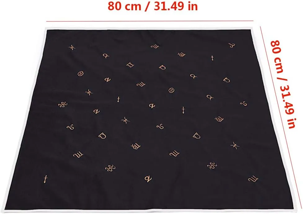 YM YOUMU Velvet Altar Cloth with Tarot Card Bag Gothic Embroidered Tarot Tablecloth Tapestry for Divination Wicca Astrology (Embroidered Black)