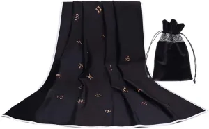 YM YOUMU Velvet Altar Cloth with Tarot Card Bag Gothic Embroidered Tarot Tablecloth Tapestry for Divination Wicca Astrology (Embroidered Black)