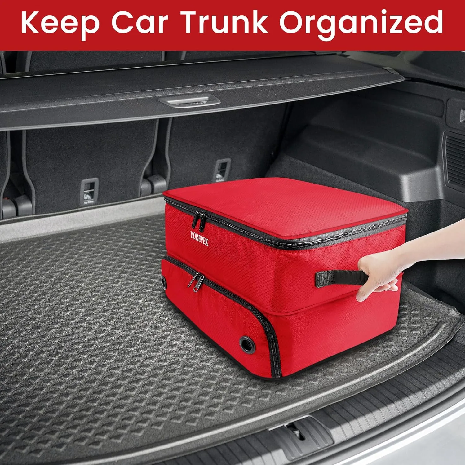 YOREPEK 2 Layer Golf Trunk Organizer, Golf Gifts for Men with Separate Ventilated Compartment for 2 Pair Shoes, Waterproof Car Trunk Locker for Balls, Tees, Clothes, Gloves, Accessories, Golfer Gifts