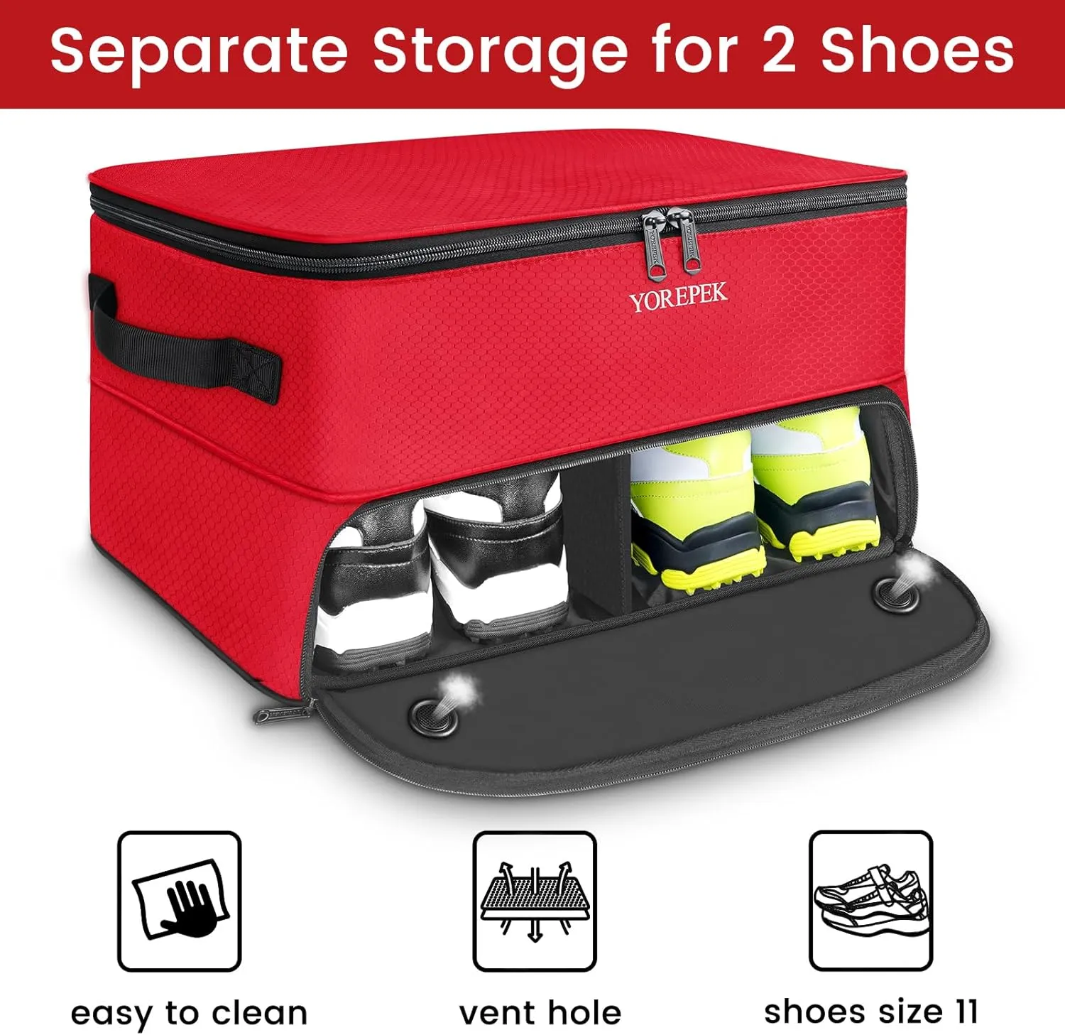 YOREPEK 2 Layer Golf Trunk Organizer, Golf Gifts for Men with Separate Ventilated Compartment for 2 Pair Shoes, Waterproof Car Trunk Locker for Balls, Tees, Clothes, Gloves, Accessories, Golfer Gifts