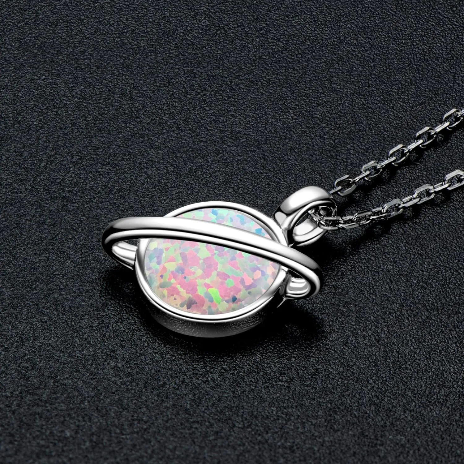 YUNKAI Sterling Silver Opal Necklace for Women, Dainty Opal Pendant Necklace October Birthstone Gift Fine Gemstone Jewelry for Her Mothers Day Birthday Christmas,Classic/Infinity/Saturn Themes