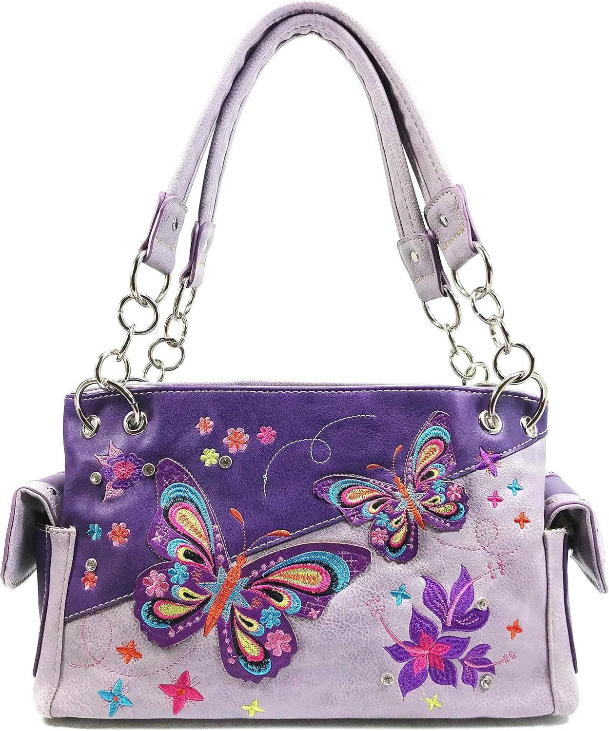 Zelris Butterfly Flower Season Embroidery Women Conceal Carry Handbag Wallet Set
