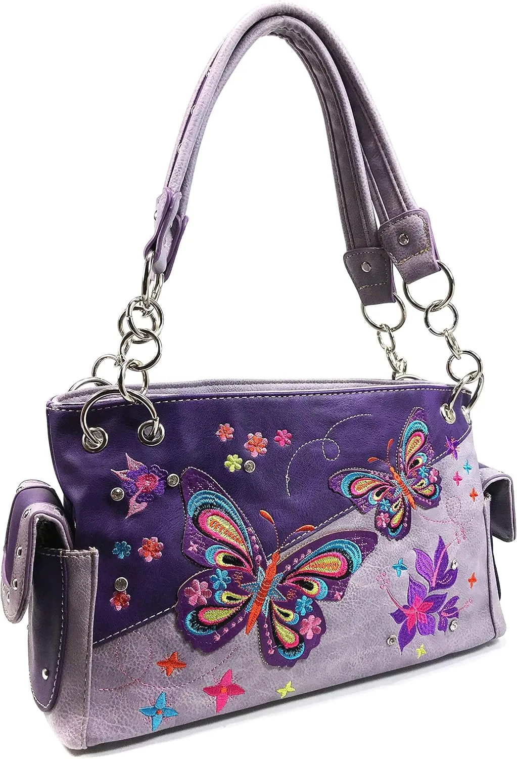 Zelris Butterfly Flower Season Embroidery Women Conceal Carry Handbag Wallet Set