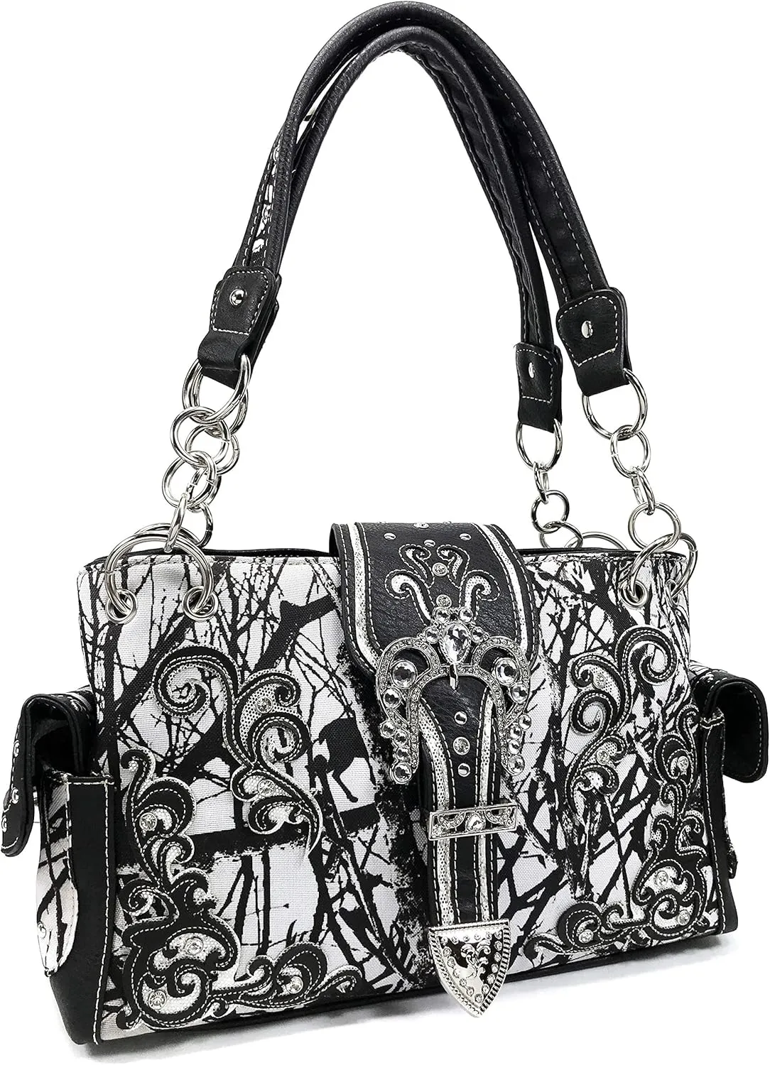 Zelris Camouflage Shine Glow Buckle Women Conceal Carry Handbag with Wallet Set