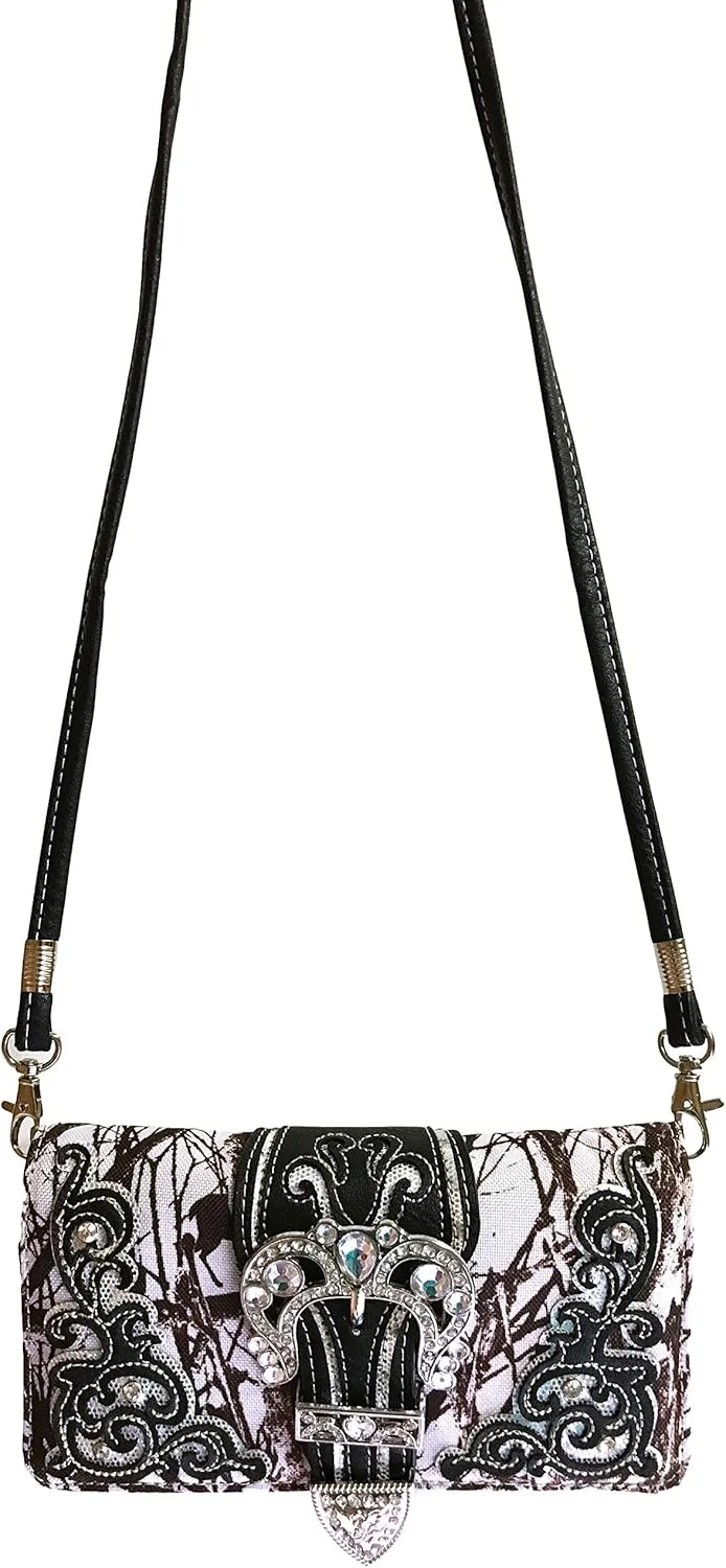 Zelris Camouflage Shine Glow Buckle Women Conceal Carry Handbag with Wallet Set